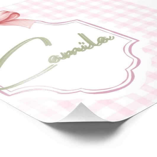 Gepersonaliseerde Camila Baby Girl Nursery Bow & G Foto Afdruk (Hoek)