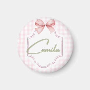 Gepersonaliseerde Camila Baby Girl Nursery Bow & G Magneet