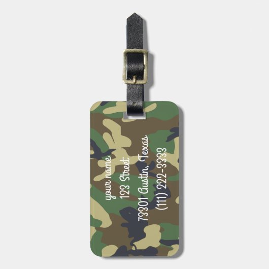 Gepersonaliseerde Camo Bagage Label (Voorkant verticaal)