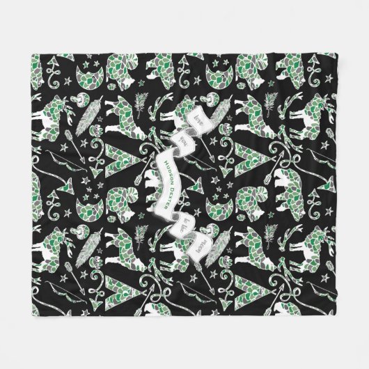 Gepersonaliseerde Camo Beer Herten Wolf Forest Pat Fleece Deken (Voorkant (Horizontaal))