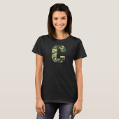 Gepersonaliseerde Camoflauge Letter C Initiaal Cam T-shirt (Voorkant volledig)