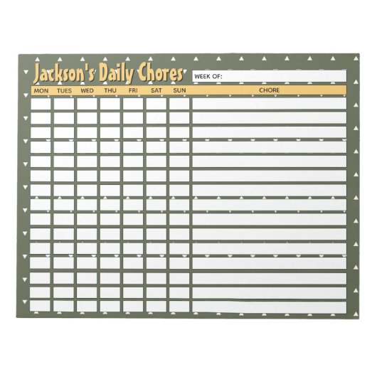 Gepersonaliseerde Camou Green dagelijkse klusjes g Notitieblok (Voorkant)