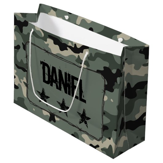 Gepersonaliseerde Camouflage Groot Cadeauzakje (Voorkant Gekanteld)