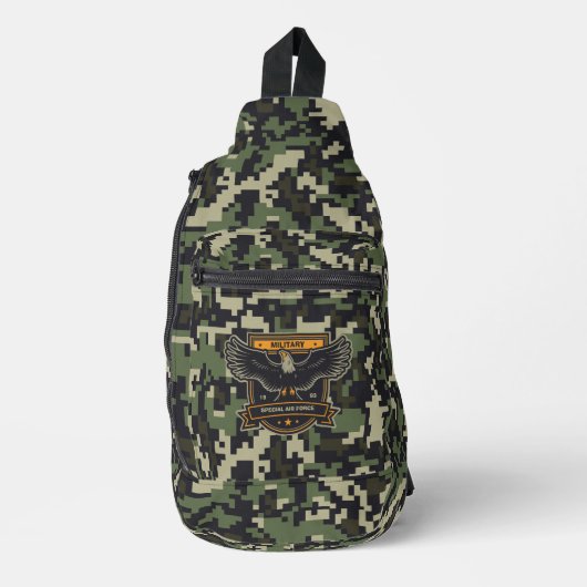 Gepersonaliseerde camouflage in militaire stijl sling bag (Voorkant)