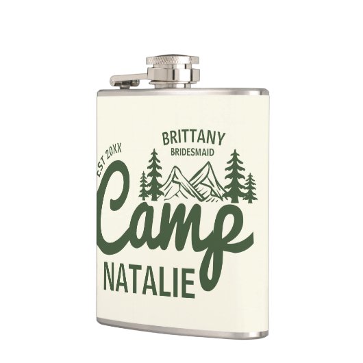 Gepersonaliseerde Camp Bach Bachelorette Party Cus Heupfles (Links)