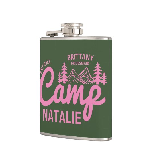 Gepersonaliseerde Camp Bach Bachelorette Party Cus Heupfles (Links)