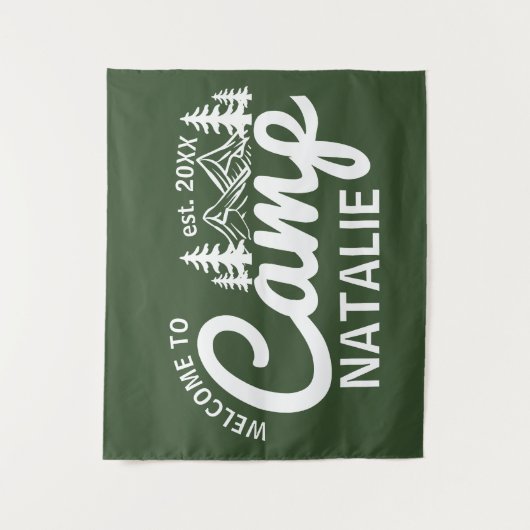 Gepersonaliseerde Camp Bach Bachelorette Party Cus Wandkleed (Voorkant)