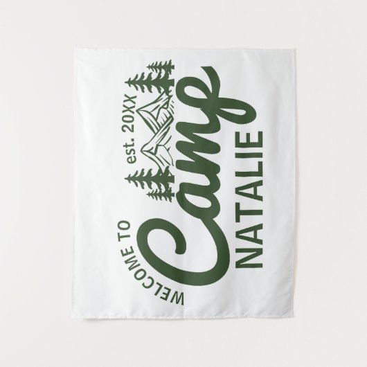 Gepersonaliseerde Camp Bach Bachelorette Party Cus Wandkleed (Voorkant)