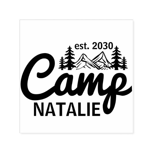 Gepersonaliseerde Camp Bach Bachelorette Party Cus Zelfinktende Stempel (Design)