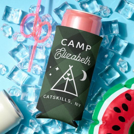 Gepersonaliseerde Camp Bachelorette Flanel Seltzer Blikjeskoeler (Insitu Zomer)