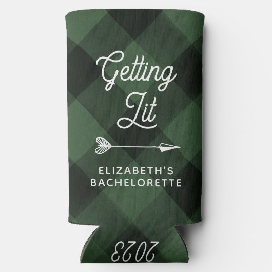 Gepersonaliseerde Camp Bachelorette Flanel Seltzer Blikjeskoeler (Achterkant)