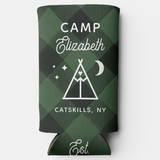 Gepersonaliseerde Camp Bachelorette Flanel Seltzer Blikjeskoeler (Voorkant)