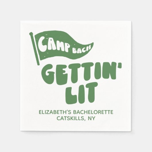 Gepersonaliseerde Camp Bachelorette Gettin' Lit Servet (Voorkant)
