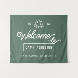 Gepersonaliseerde Camp Bachelorette Party Achtergr Wandkleed