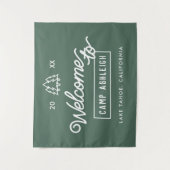 Gepersonaliseerde Camp Bachelorette Party Achtergr Wandkleed (Voorkant)