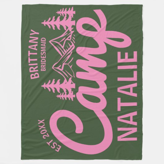 Gepersonaliseerde Camp Bachelorette Party Bruidsme Fleece Deken (Voorkant)