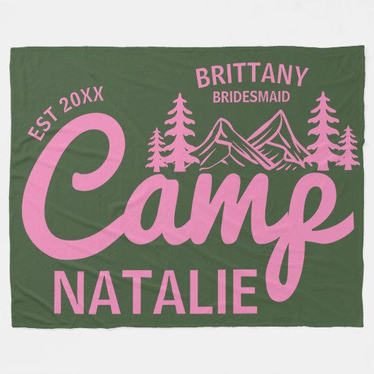 Gepersonaliseerde Camp Bachelorette Party Bruidsme Fleece Deken (Voorkant (Horizontaal))