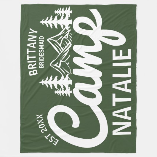 Gepersonaliseerde Camp Bachelorette Party Bruidsme Fleece Deken (Voorkant)