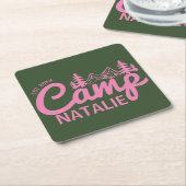 Gepersonaliseerde Camp Bachelorette Party Bruidsme Kartonnen Onderzetters (Schuin)
