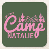Gepersonaliseerde Camp Bachelorette Party Bruidsme Kartonnen Onderzetters (Voorkant)