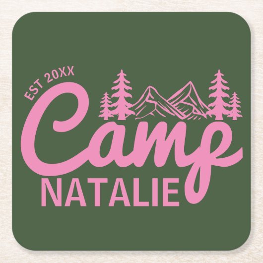 Gepersonaliseerde Camp Bachelorette Party Bruidsme Kartonnen Onderzetters (Voorkant)