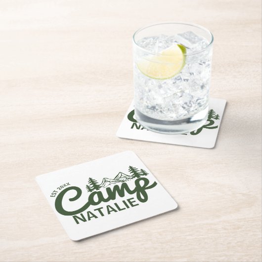 Gepersonaliseerde Camp Bachelorette Party Bruidsme Kartonnen Onderzetters (Insitu)