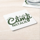Gepersonaliseerde Camp Bachelorette Party Bruidsme Kartonnen Onderzetters (Schuin)