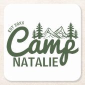 Gepersonaliseerde Camp Bachelorette Party Bruidsme Kartonnen Onderzetters (Voorkant)