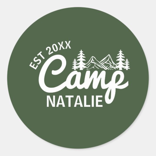 Gepersonaliseerde Camp Bachelorette Party Bruidsme Ronde Sticker (Voorkant)