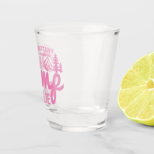 Gepersonaliseerde Camp Bachelorette Party Bruidsme Shot Glas (Rechts)