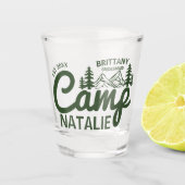 Gepersonaliseerde Camp Bachelorette Party Bruidsme Shot Glas (Voorkant)