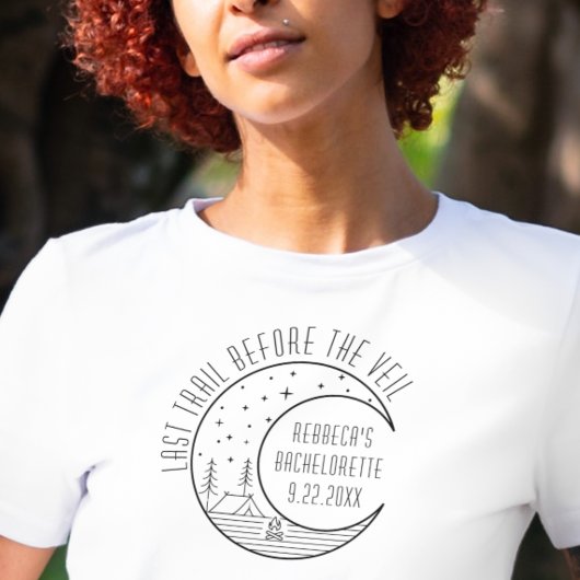 Gepersonaliseerde Camping Bachelorette Party Moon  T-shirt