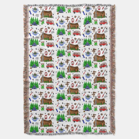 Gepersonaliseerde Camping die als Happy Camper wor Deken (Voorkant Verticaal)