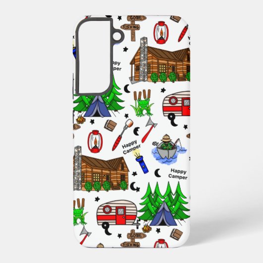 Gepersonaliseerde Camping die als Happy Camper wor Samsung Galaxy Hoesje (Achterkant)