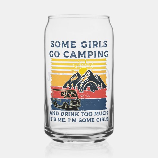 Gepersonaliseerde Camping Meisje Grappige Retro Me Blikvorm Glas (Voorkant)