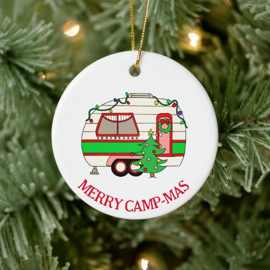Gepersonaliseerde Camping thema Kerstmis Keramisch Ornament (Boom)