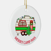 Gepersonaliseerde Camping thema Kerstmis Keramisch Ornament (Rechts)