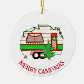 Gepersonaliseerde Camping thema Kerstmis Keramisch Ornament (Voorkant)