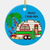 Gepersonaliseerde Camping thema Kerstmis Keramisch Ornament (Voorkant)