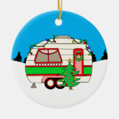 Gepersonaliseerde Camping thema Kerstmis Keramisch Ornament (Voorkant)