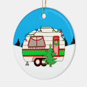 Gepersonaliseerde Camping thema Kerstmis Keramisch Ornament (Links)
