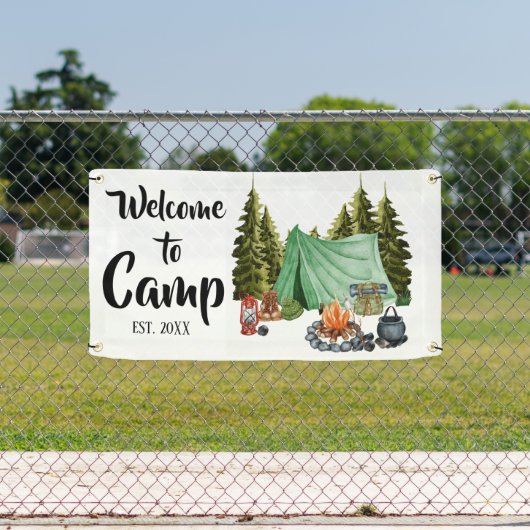 Gepersonaliseerde camping welkom spandoek (Insitu)