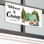 Gepersonaliseerde camping welkom spandoek (Buitenkant Gebouw)