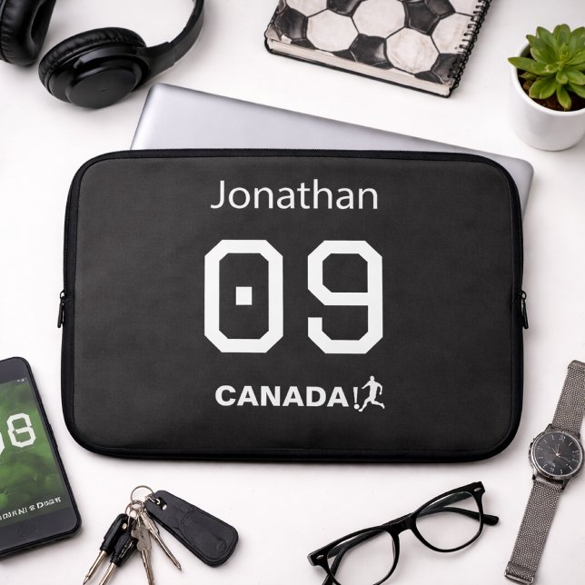 Gepersonaliseerde Canada Voetbal Tech Bescherming Laptop Sleeve (Creator heeft geüpload)