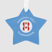 Gepersonaliseerde Canadese engel Hanukkah-vlag Ornament (achterkant)