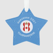 Gepersonaliseerde Canadese engel Hanukkah-vlag Ornament (voorkant)