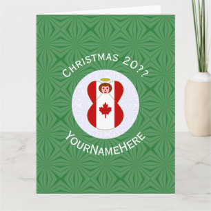 Gepersonaliseerde Canadese engel kerst vlag  Kaart