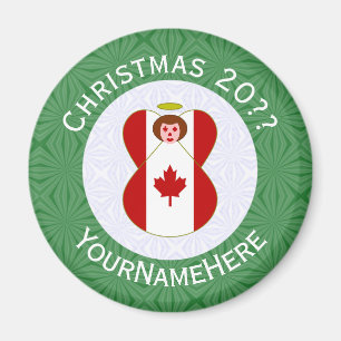 Gepersonaliseerde Canadese engel kerst vlag Magneet