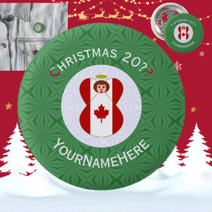 Gepersonaliseerde Canadese engel kerst vlag Ronde Button 3,2 Cm