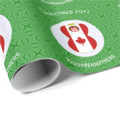 Gepersonaliseerde Canadese Engel Kerstvlag Cadeaupapier (Rol Hoek)